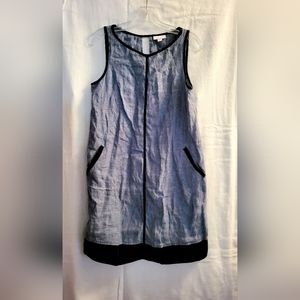 J. Jill Love Linen Blue Chambray Sleeveless Shift Dress XS